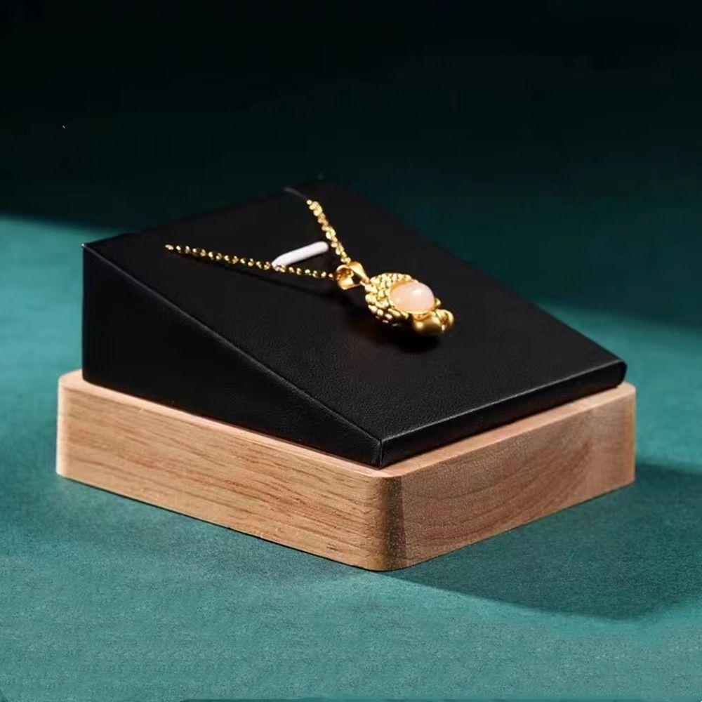 PU Leather/Velvet Wooden Necklace Display Stand Portable Necklace Storage Rack Home