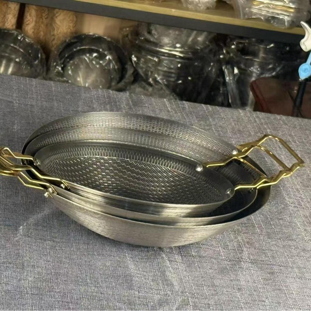 201 Stainless Steel Non-stick Small Hot Pot with Alcohol Stove, Induction Cooker Compatible, Double Ear Design