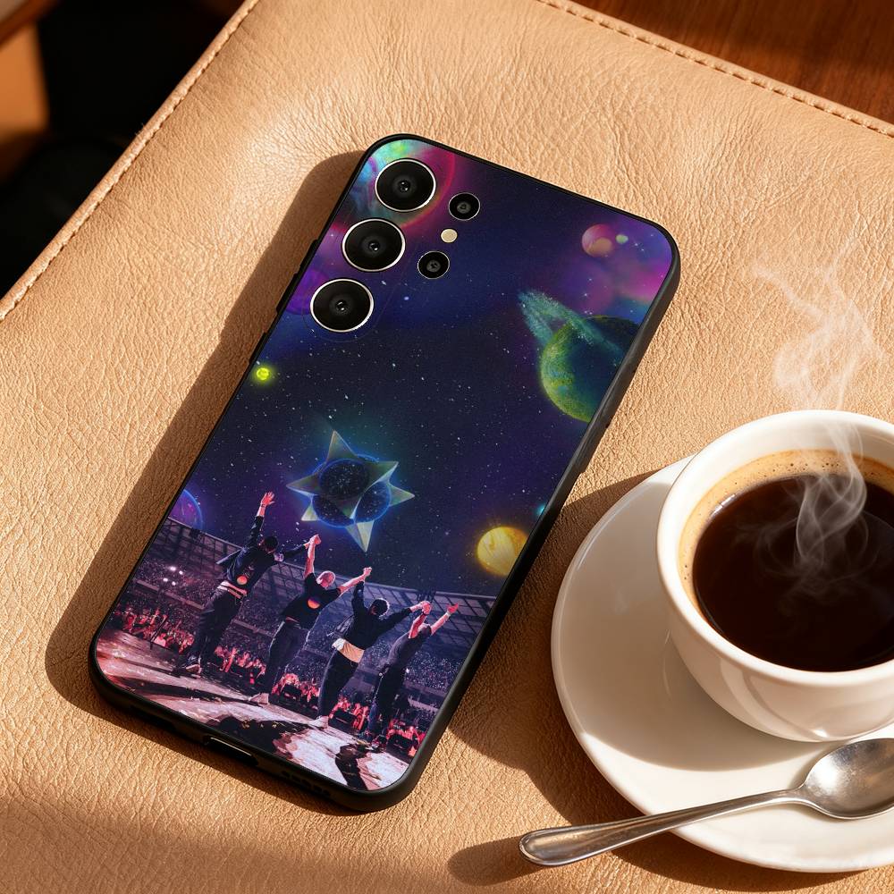 

M-Moon M-Music Coldplay Band Phone Case For Samsung S25,24,23,22,30,21,10,9,Ultra,Plus,Lite,FE Black Soft Case Samsung S24