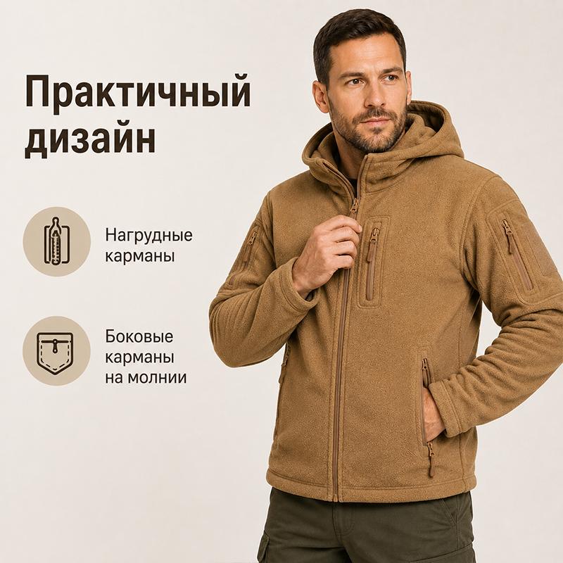Men's Jackets - Men's Hunting Fleece Jacket Hiking Hunting Outdoor Fleece Tactical Jacket Winter Warm Full Zip Military Hoodies Multi-Pockets