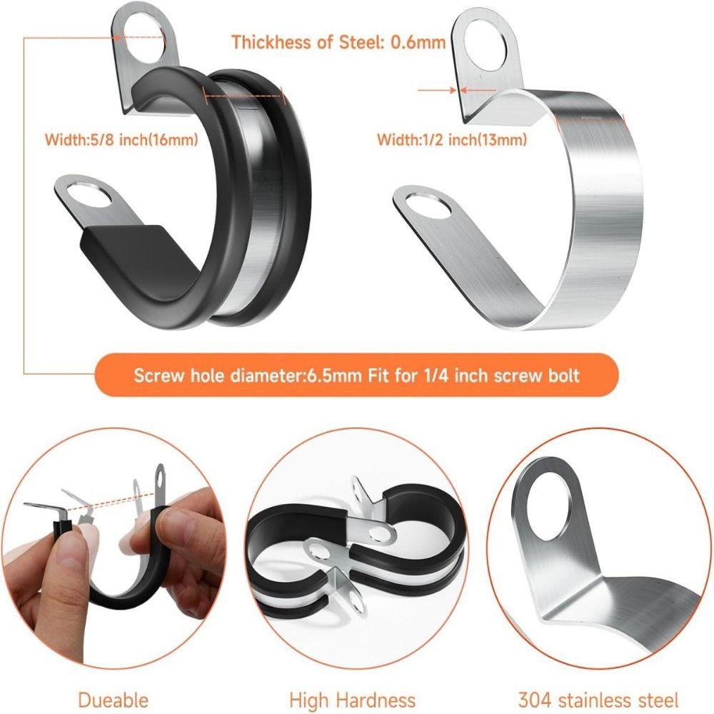24PCS Stainless Steel Cable Clamp Rubber Cushioned Wire Management  Automotive Marine Industrial