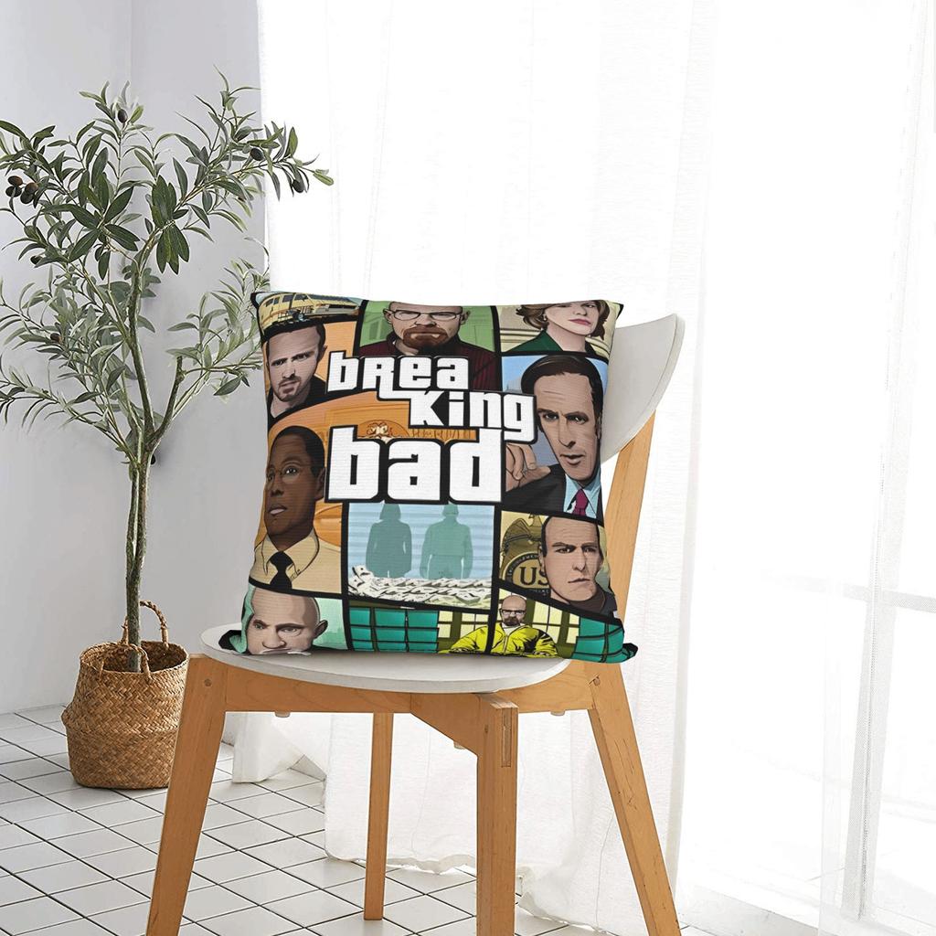 Heisenberg Breaking Bad Square Pillow Covers Polyester Car 90s TV Cushion Cover Funny Decorative Pillowcase 45*45