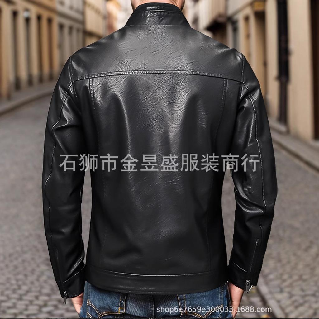 Men's Faux Leather Jacket Thermal Bomber Jacket Men's Punk Windbreaker Motorcycle Jacket Casual Cycling Jacket