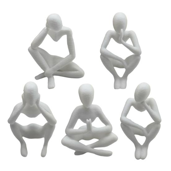 3D Printed Thinker Style Abstract Sculpture, Meditator Statue Collectible Figurines, Home Office Bookshelf Desktop Decor