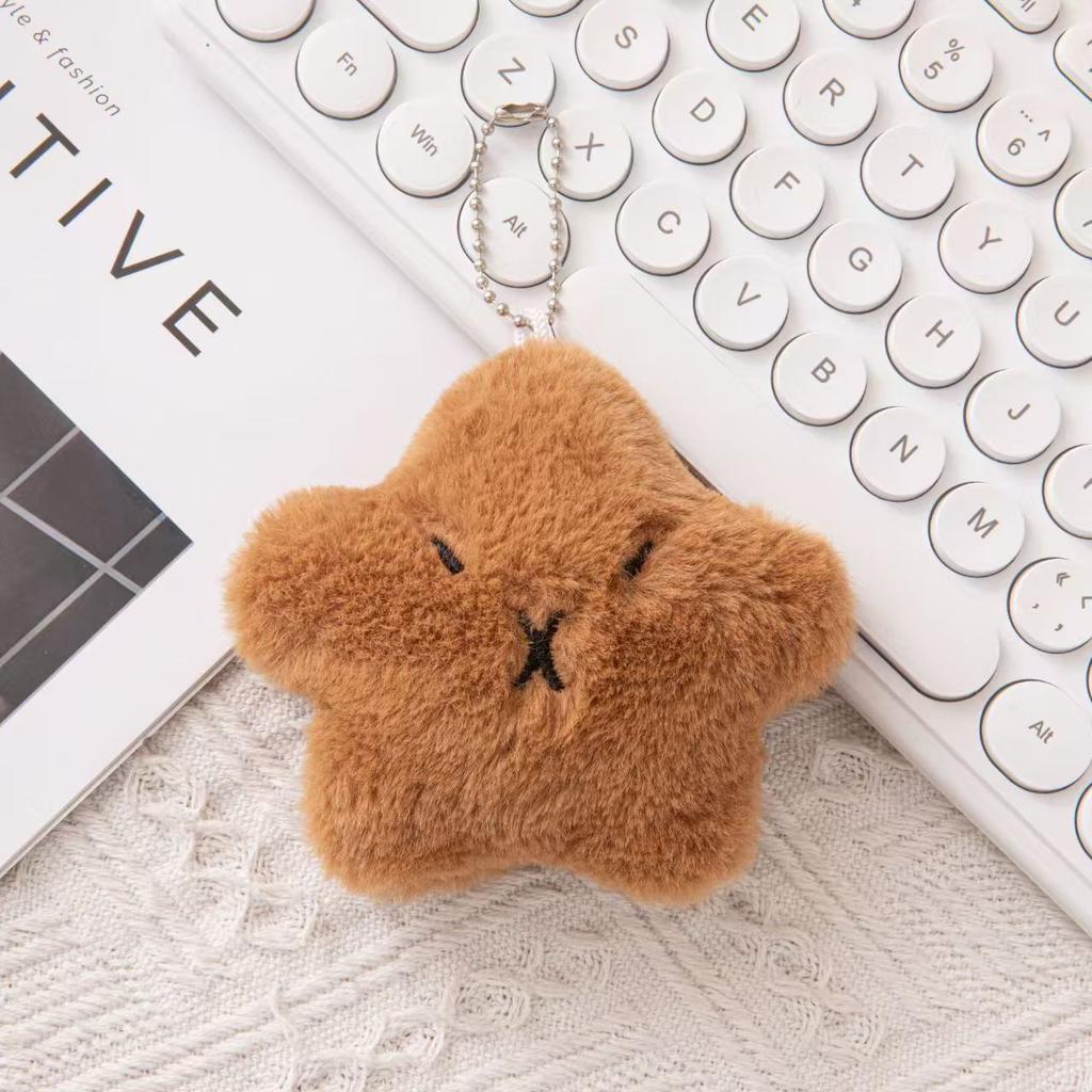 Cartoon Squeeze Capybara Plush Keychain Kawaii Plush Stuffed Soft Siamese Cat Keyring Toys Keyring Squeak Capibara Doll Kids