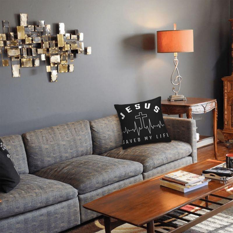 Jesus Saved My Life Cushion Covers Christian Religious Faith Velvet Luxury Pillows Decor Home