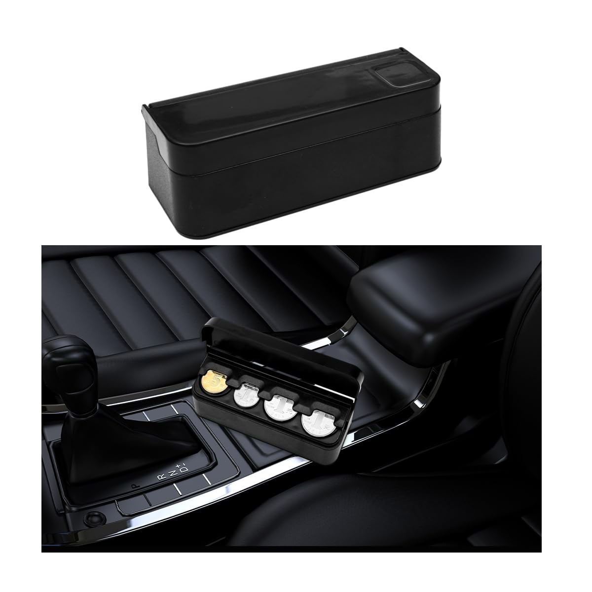 

Ziciner Coin Holder for Car Auto Coin Change Organizer Money Dispenser Portable Vehicle Coin чёрный
