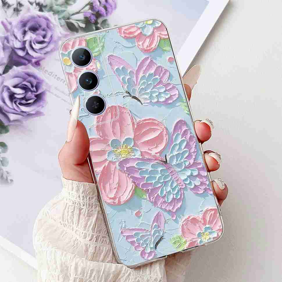 Für Realme C65 4G 2024 Hülle Weiche Silikon Bunte Schmetterling Hülle Für Realme C 65 C65 Fundas RMX3910 Vollständige Schutzhülle