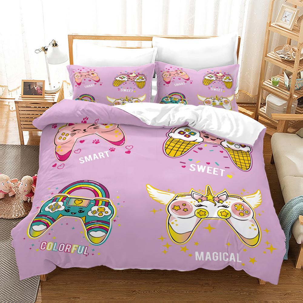 Herní povlečení na přikrývku Sada Dekorace herního pokoje pro kluky Děti Náctileté Videohry Jednolůžková ložní souprava Přehoz s gamepadem Dekor Domov