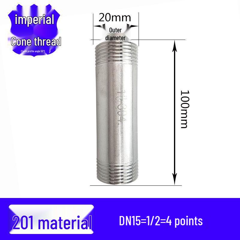 201/304 Stainless Steel Double-Ended Stud, 100mm, External Double Thread, DN15 20