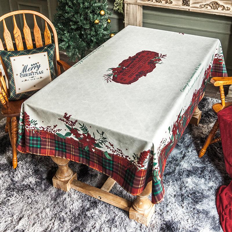 Novoroční dárek Vánoční série Vodotěsný Běžný ubrus na stůl Zesílený Obdélníkový Ubrus na jídelní stůl Ubrus na konferenční stolek