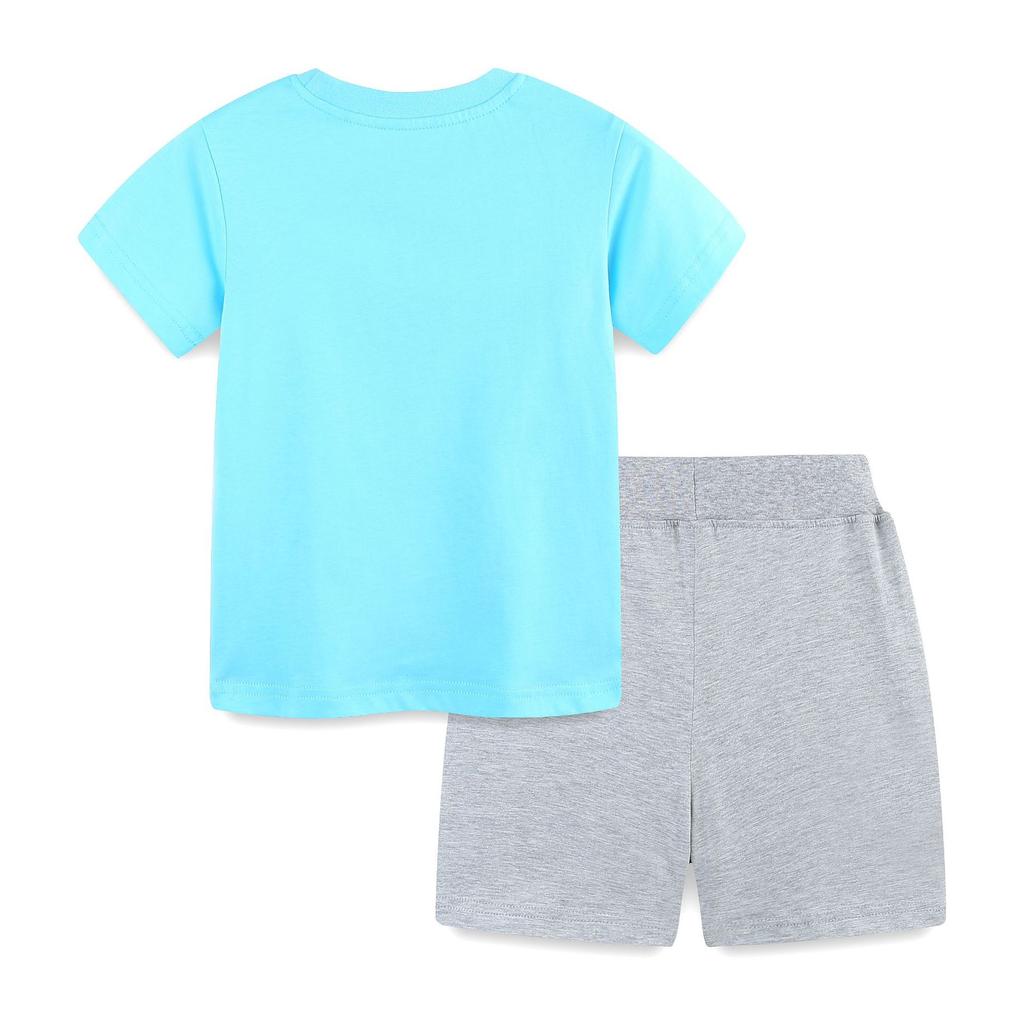 Children's suit Summer new cartoon shark Boys suit Knitted cotton children's clothing 2-piece set