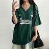 Trendy Short Sleeved Loose Sports Top Women Fully Matched with Street Retro Sports T-shirt V-neck Comfortable Tops Tee
