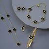 4Pcs High Quality Five Leaf Flower Botanical Jewelry Set Bracelet Necklace Earrings Bnagles Classic for Women Jewelry Clover