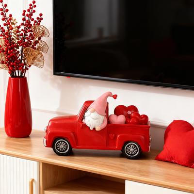 Valentine Day Rustic Farm Truck Gnomes Ornaments Truck Gnome Figurine for Him Her Gifts Cute Holiday Table Home Decor