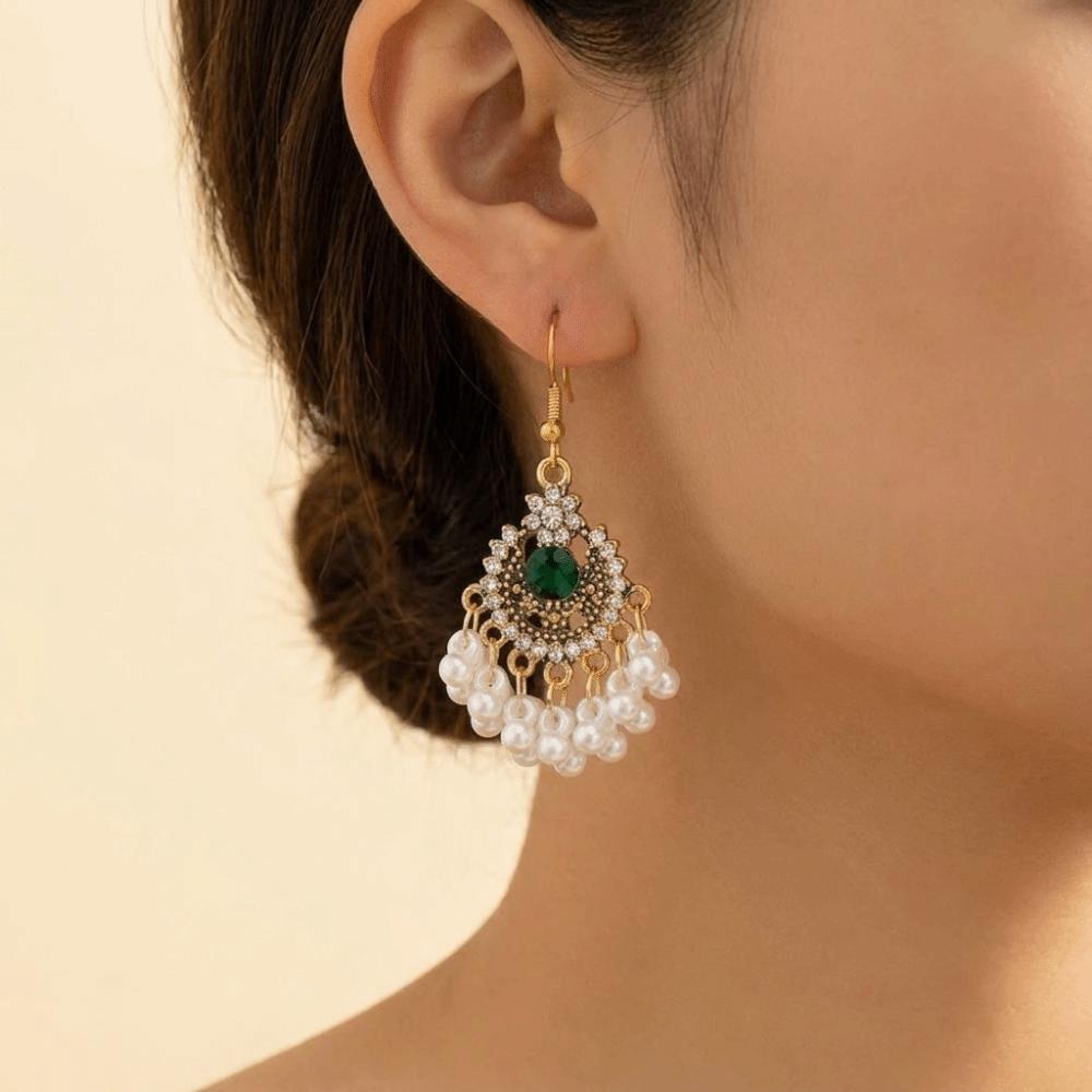 Beaded Ethnic Style Earrings Hook Piercing Exaggerated Tassel Earrings Hipster