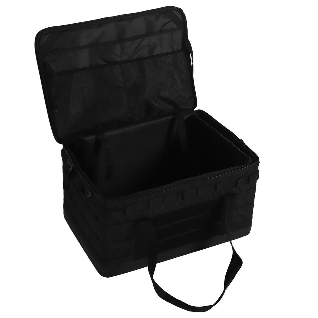 60L Camping Storage Bag with Removable Dividers Multiple Pockets Anti Slip Waterproof Black Camping