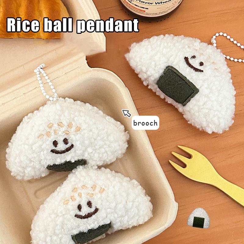 Cute Cartoon Rice Ball Keychains Pendant Funny Doll Brooch Novelty Creative Backpack Decoration Accessories Gifts