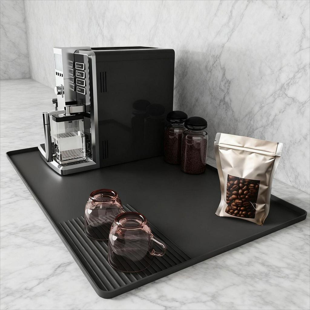 Silicone Coffee Machine Draining and Drying Mat - Multipurpose Kitchen Counter Mat