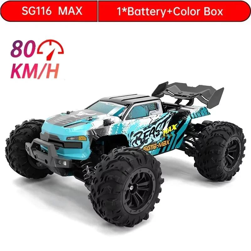 Professional 1:16 High Speed 80KM/H 4-wheel Drive MAX/PRO Brushless Remote Control Car Off-Road Drift RC Racing Vehicle for Kids Adults Outdoor Toys