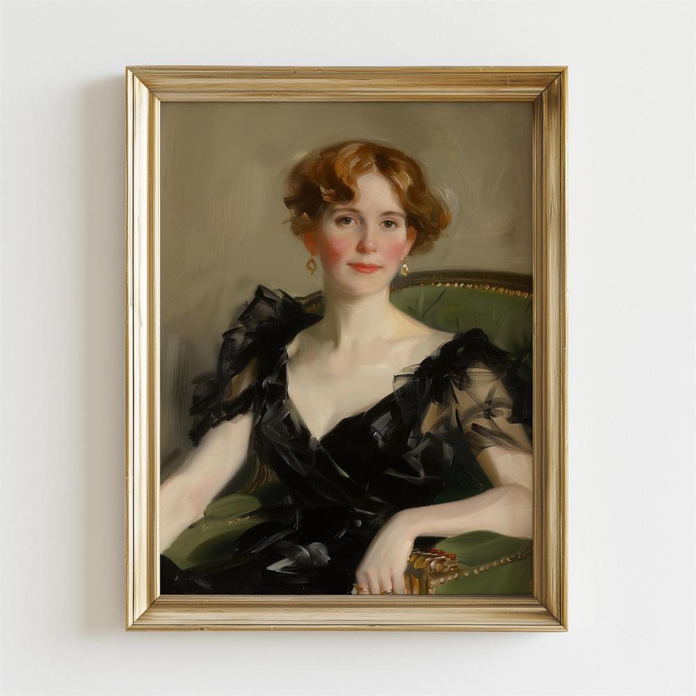 Altered Oil Painting Woman Portrait Prints Gallery Wall Art Vintage Floral Head Victorian Princess Woman Altered Portrait Decor 21X30CMNo Framed