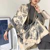 Écharpe en cachemire imitation haute qualité 185 x 65 cm, style ethnique, imprimé, protection solaire, châle chaud, cadeau pour femme