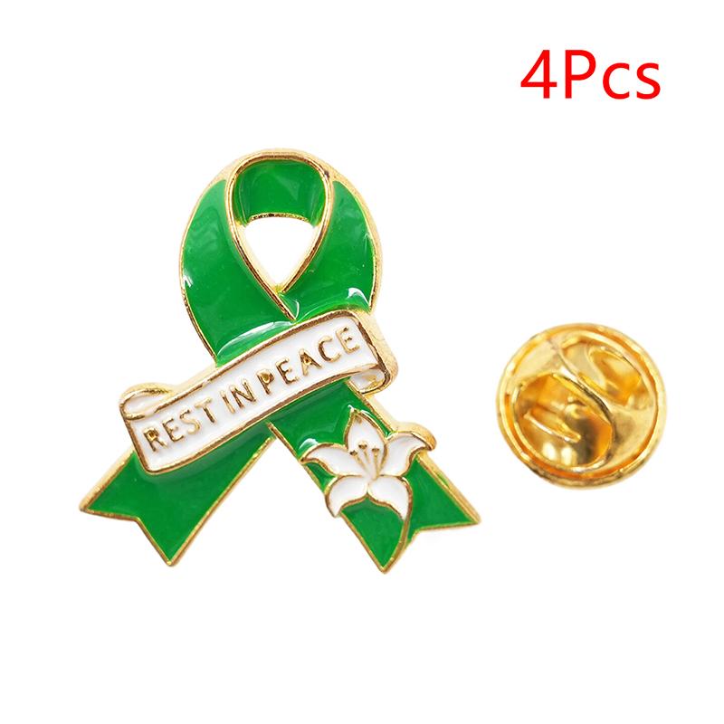

4Pcs Enamel Metal Funeral Ribbon Lily Brooch Pins Memorial Lapel Badges Clothing Coat Accessories Gift