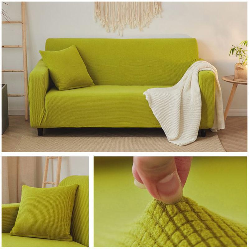 Autumn/winter sofa cover thickened warm solid color elastic plaid living room corner sofa cover furniture protective cover