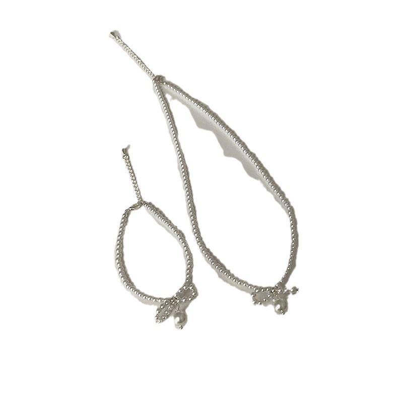 Light Luxury High-End Bow Pearl Pendant Necklace Female Elegance Personality Fashion Temperament Versatile Neck Chain Collarbone Chain