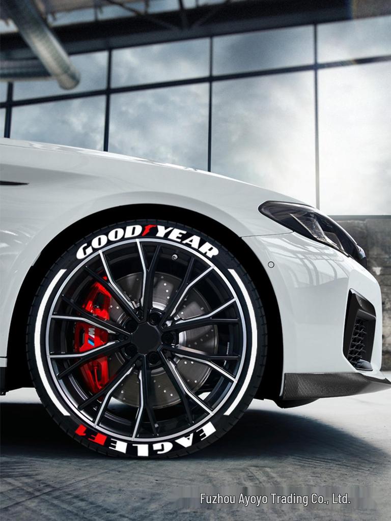 One-Piece Reflective 3D PVC Tire Letter Sticker - Personalized Car Modification