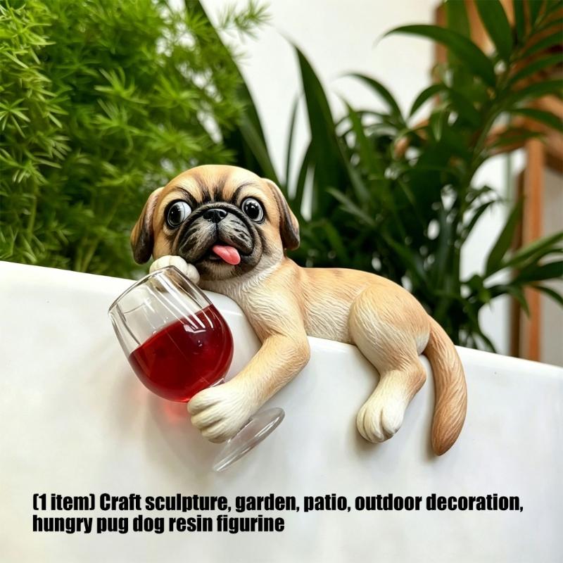Miniature Dogs Garden Statue Flower Pot Hangers Ornament Resins Dogs Figurines Plant Pot Decorations for Yard Outside