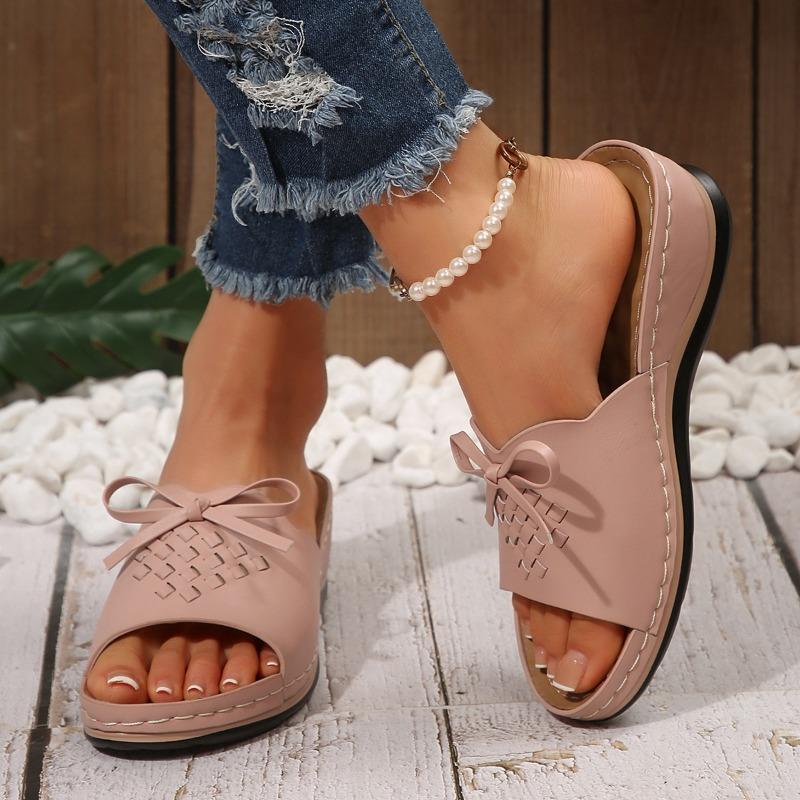 Spring and summer new slope heel slippers women's thick bottom women's sandals casual light large size ladies