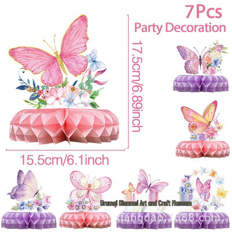 Purple Butterfly Beehive Ornament: Birthday Party Decoration - Plate, Ball, Cake Themes