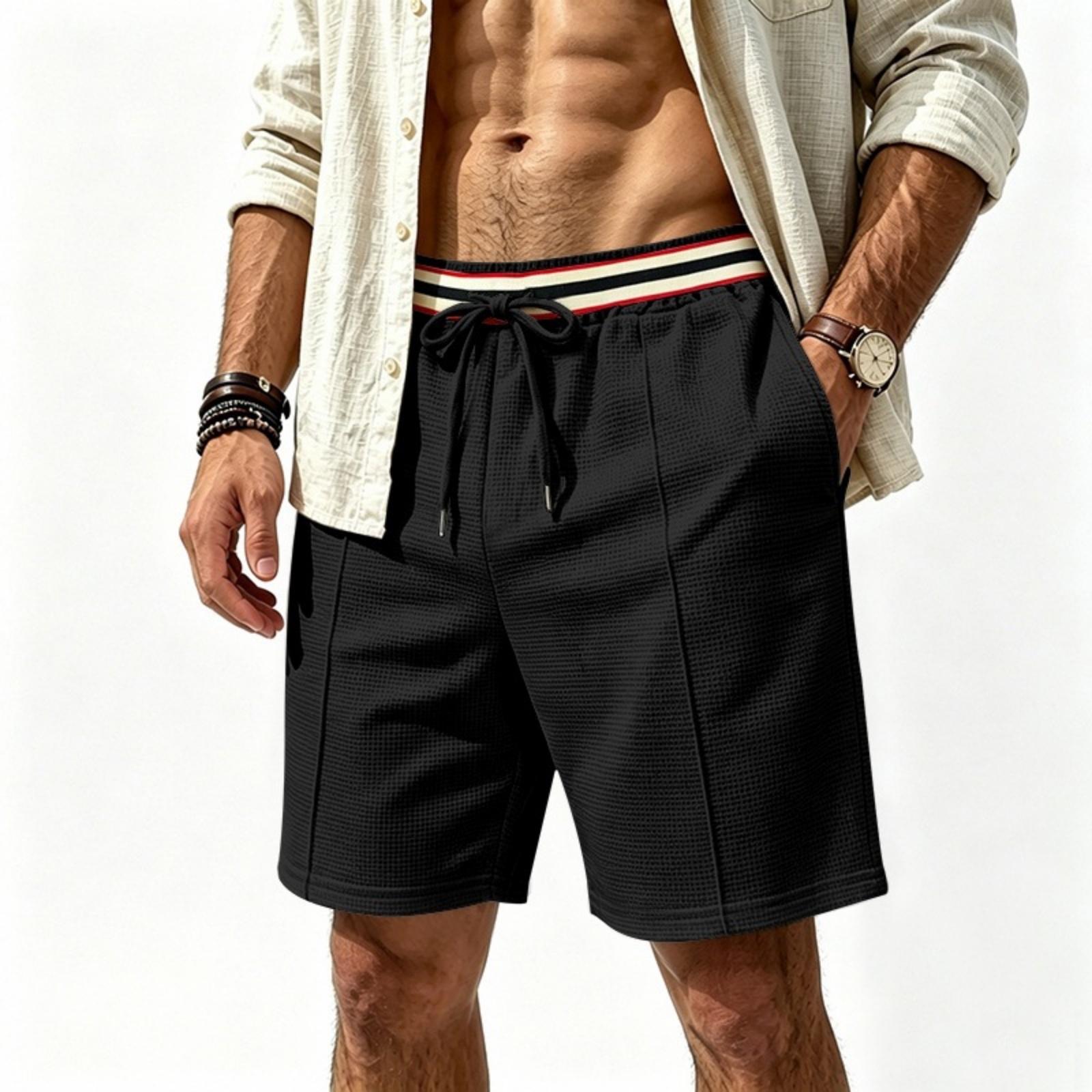 

Men Casual Athletic Shorts with Drawstring Waistband and Side Pockets Relaxed Fit Breathable Lightweight Design for Everyday Wear M чорний