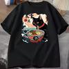 Kawaii Cat Anime Tshirt Ramen Japanese Funny Graphic Tee Kawaii Noodle Cat Tee Shirt Women Short Sleeve T-shirt Harajuku Clothes 1