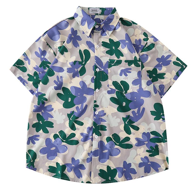 Women Retro Hong Kong Style Floral Print Short Sleeve Shirt Plus Size Hawaiian Vacation Casual Beach Blouse For Summer