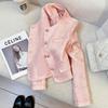 French Pink Petite Suit Jacket - Spring/Autumn 2025 Fashionable Age-Defying Style