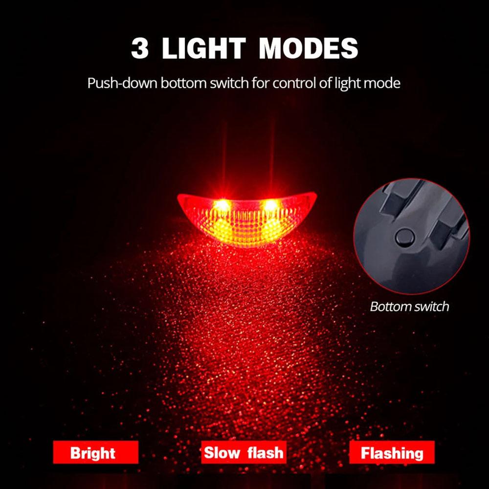 

2 LED Bicycle Taillight Solar Energy Rechargeable Bike Rear Light Night Cycling Safety Red Lamp красный