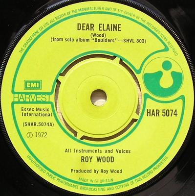 7inch Record ROY WOOD - Dear Elaine HAR5074 Harvest 1973 UK Rock Used