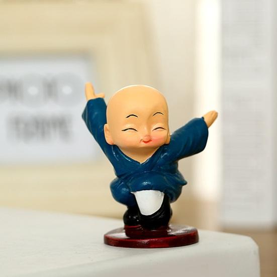 4 Pcs Baby Buddha Statue Small Buddha Monk Figurine Little Kungfu Monk Sculpture for Home Office Desk Car Dashboard Decor
