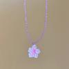 Colorful Beads Choker Necklace Adjustable Flowers Charms Jewelry Flower Pendant Necklaces  Gifts