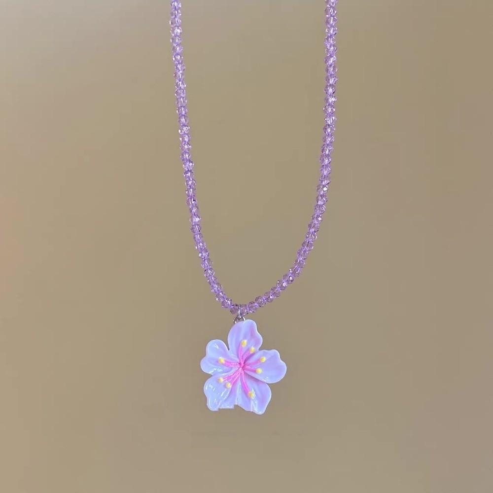 Colorful Beads Choker Necklace Adjustable Flowers Charms Jewelry Flower Pendant Necklaces Gifts