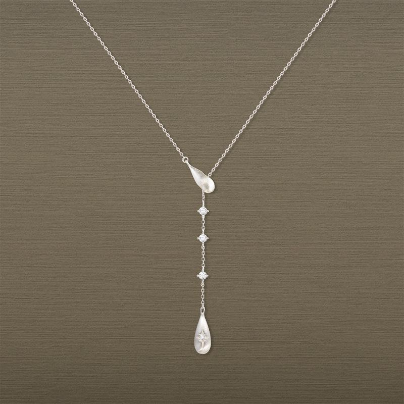 

New Fashionable Brushed Water Droplet Star Shaped Y-shaped Necklace for Women s High-end Collarbone Commuting Chain 40CM