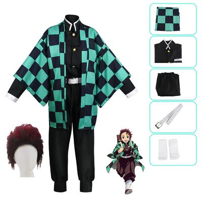 Anime pre dospelých, deti, zabijaci démonov Kamado Tanjirou Kimono Cosplay Kamado Tanjirou Kimetsu No Yaiba Kostýmy Párty oblečenie