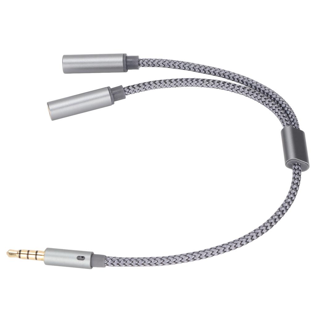Hodetelefonforlengelseskabel 4-polet Gullbelagt Hann til To Hunn Hodetelefon Y-kabel for Bærbar PC Telefon Datamaskin