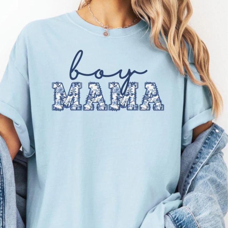 Fashion Women s T-Shirt Toile Boy Mama Floral T-Shirt, Boy Mama Shirt S белый
