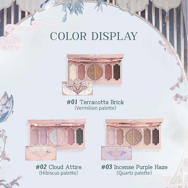 Flower Knows Makeup Butterfly Wolkenkragen Kollektion Geprägte 6-Farb-Lidschattenpalette Langanhaltend Wasserdicht Glitzer Für Die Augen