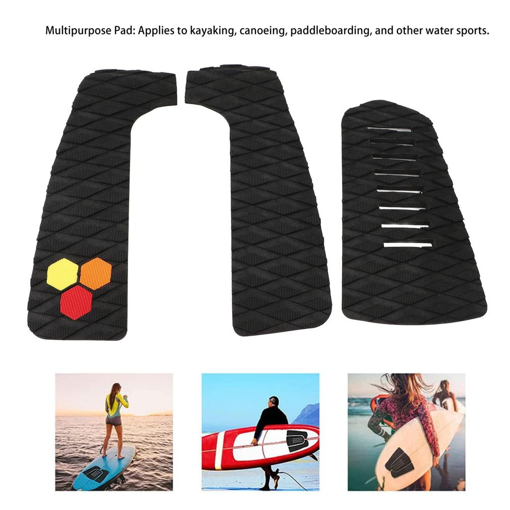 3-teiliges EVA-Surfbrett-Traktionspad, rutschfester Griff-Stomp oder Deckpad, zuschneidbares Deckblatt für Yacht-Skimboards, Longboards, Fishboards und Shortboards