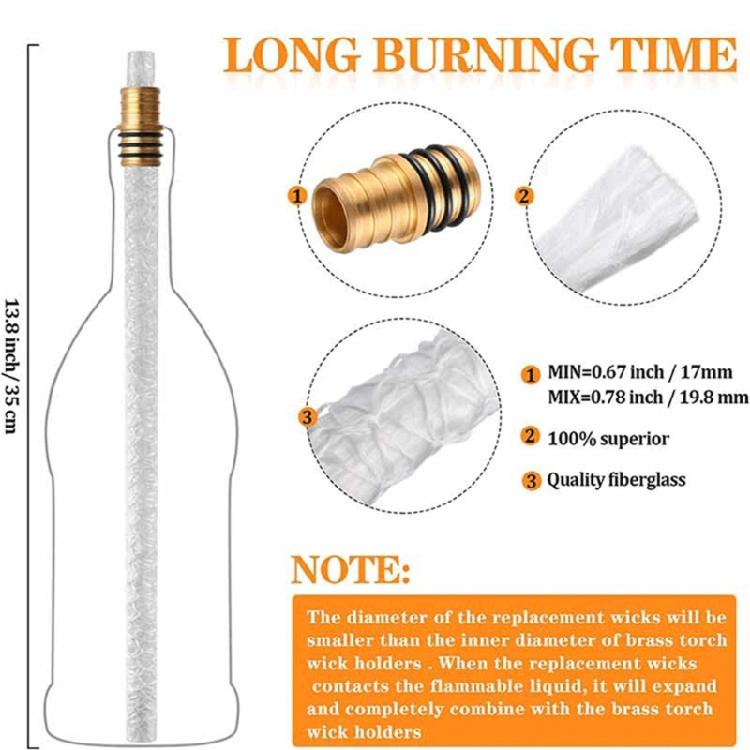 Brass Torch Wicks Holder and Replacement Wicks Torch Accessories for Bottles
