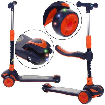 2-In-1 Three-Wheel Balance Scooter, Foldable, Light-Up Wheels - Navy Blue